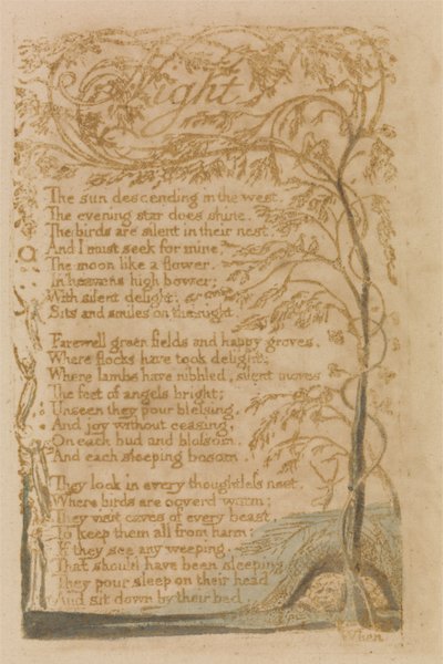 Notte, tavola 16 da Songs of Innocence, 1789 da William Blake